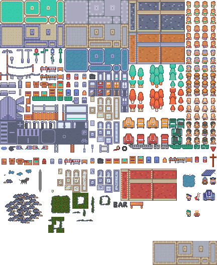 I started with a sprite sheet and added to it The Game's Tilemap